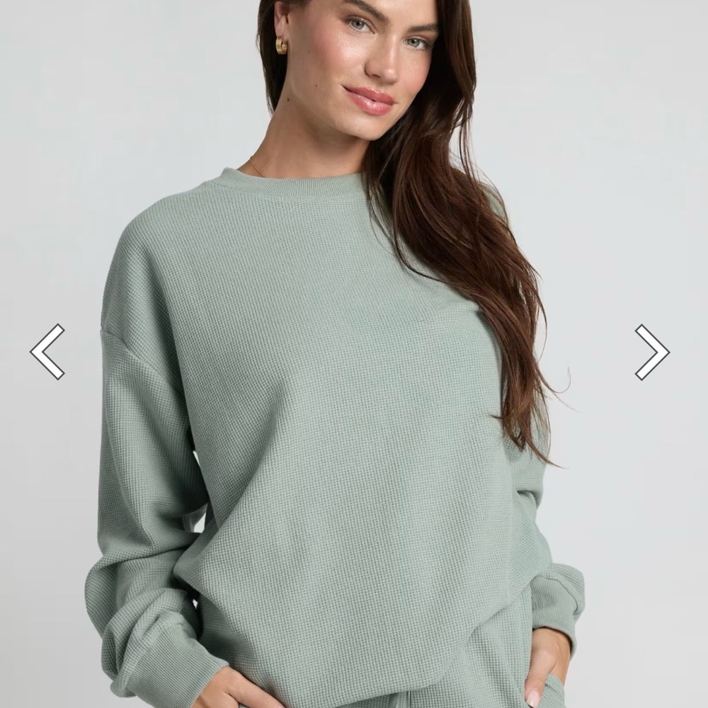 Viral Comfrt Waffle Lounge Long Sleeve in Sage 3X